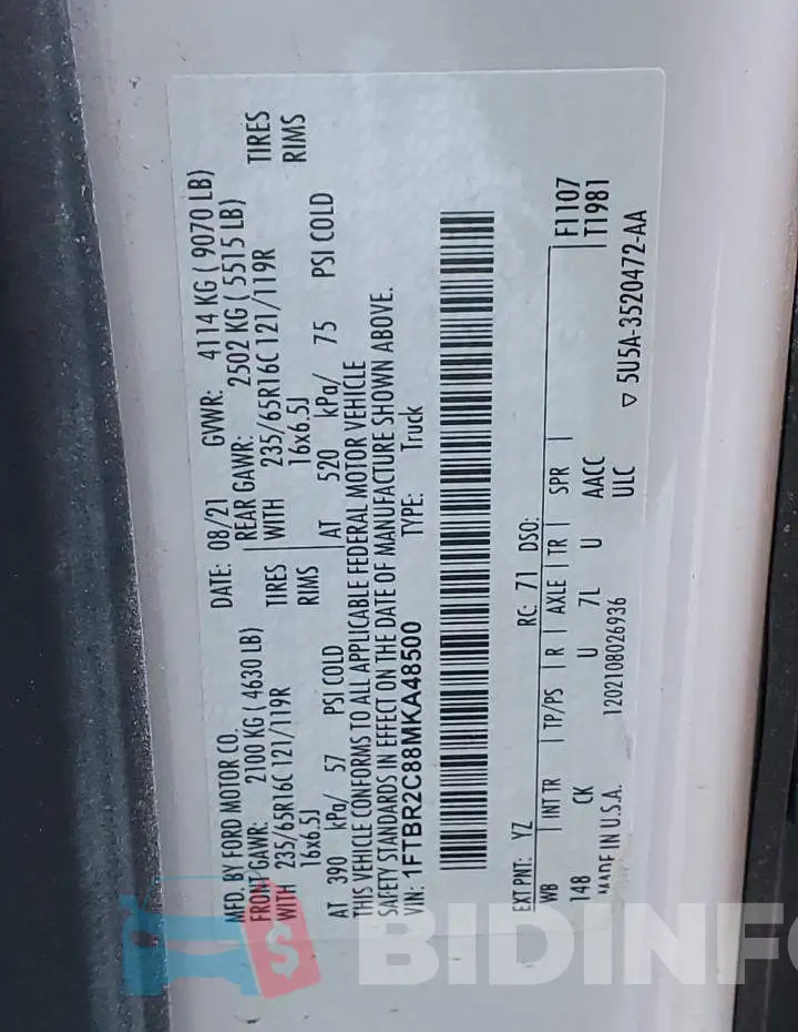 1FTBR2C88MKA48500 Photo# 13