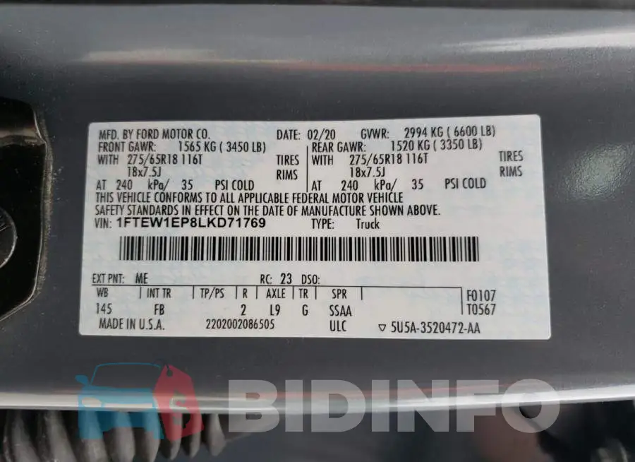 1FTEW1EP8LKD71769 Photo# 12