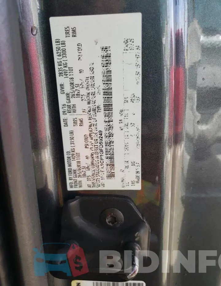 1FTEX1CP1GFD59249 Photo# 12