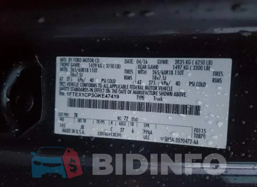 1FTEX1CP3GKE47419 Photo# 12
