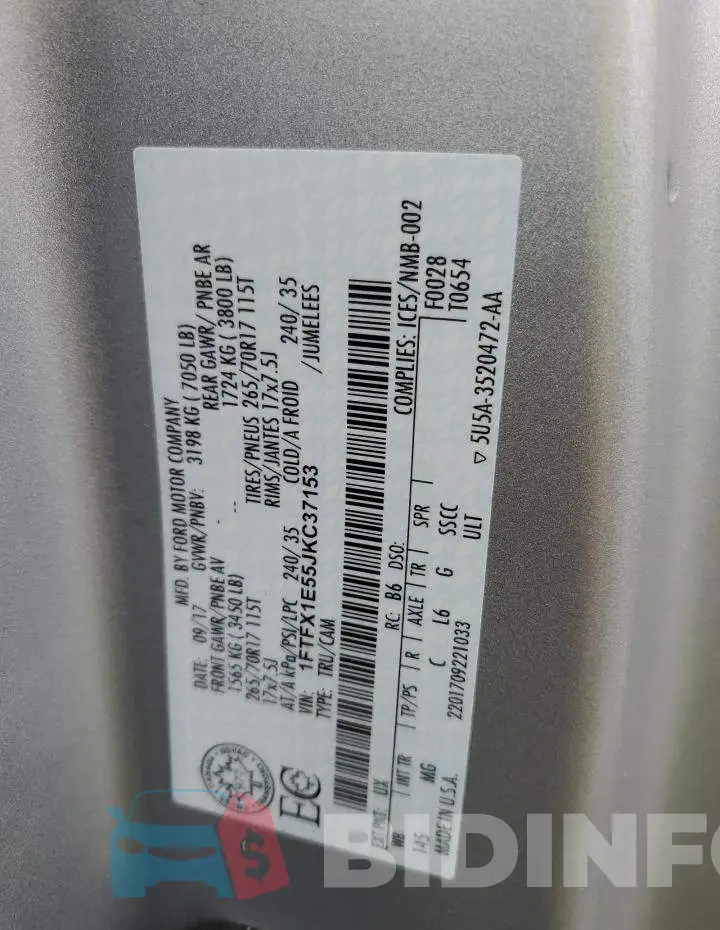 1FTFX1E55JKC37153 Photo# 13