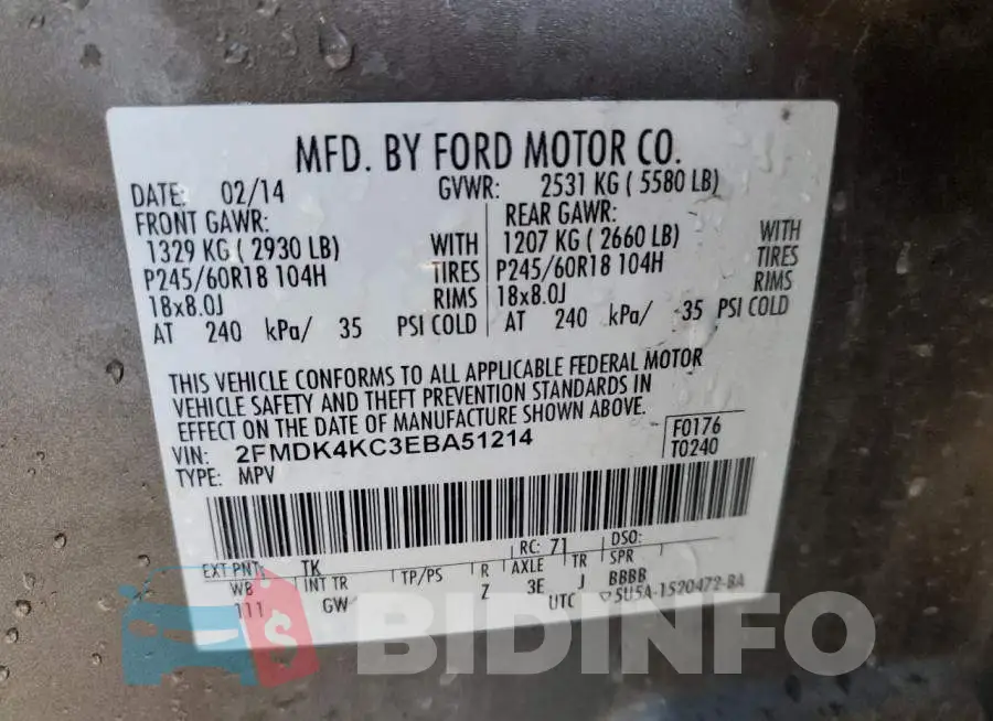 2FMDK4KC3EBA51214 Photo# 13