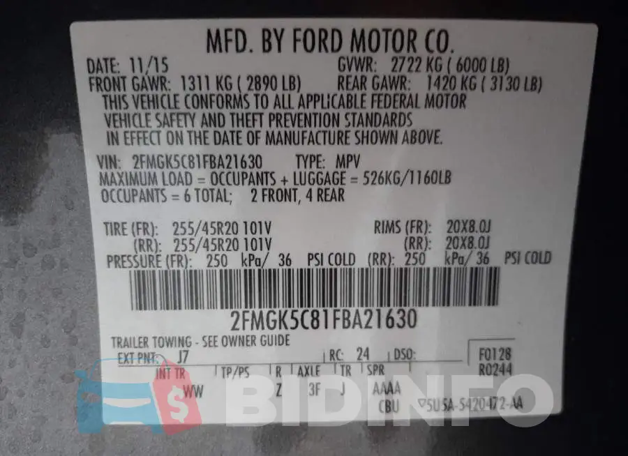 2FMGK5C81FBA21630 Photo# 12