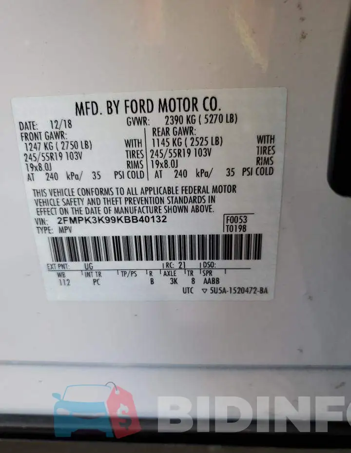2FMPK3K99KBB40132 Photo# 13