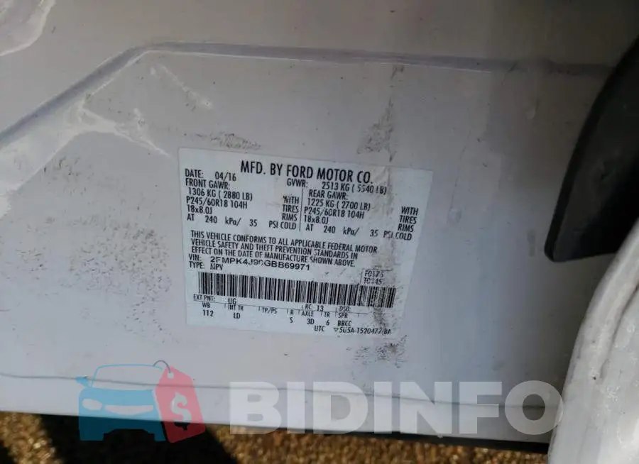 2FMPK4J90GBB69971 Photo# 13
