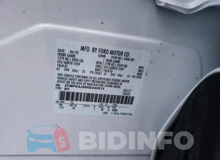 2FMPK4J98NBA60915 Photo# 12