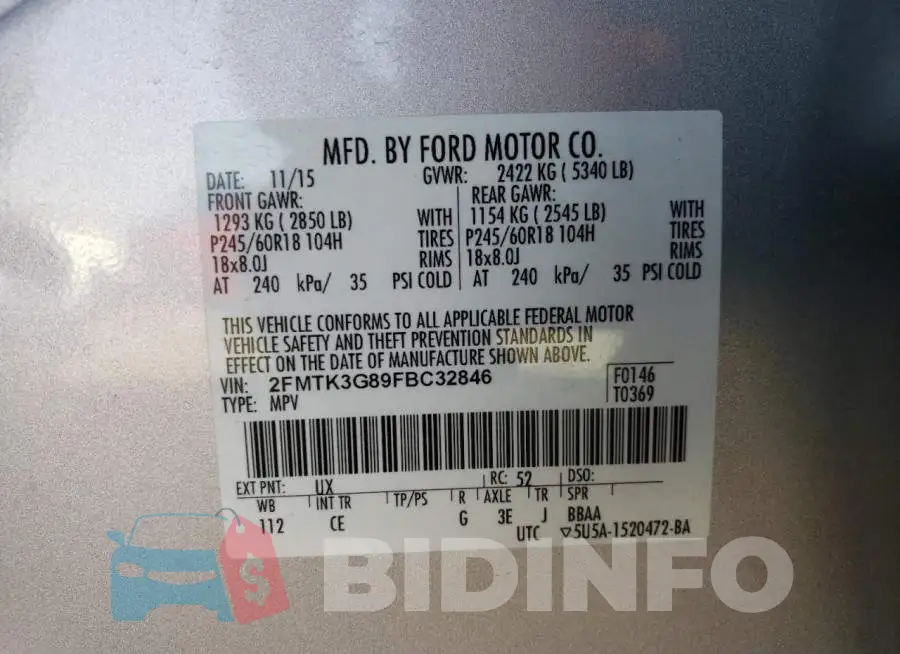 2FMTK3G89FBC32846 Photo# 12