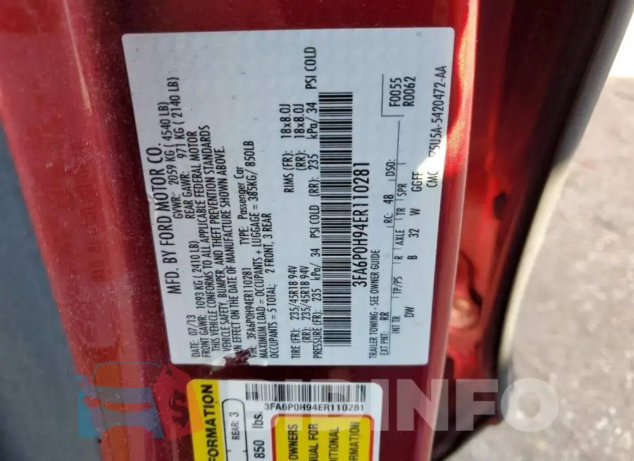 3FA6P0H94ER110281 Photo# 13