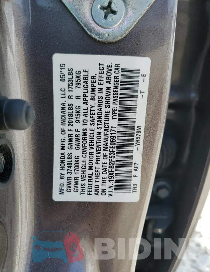19XFB2F53FE069171 Photo# 12