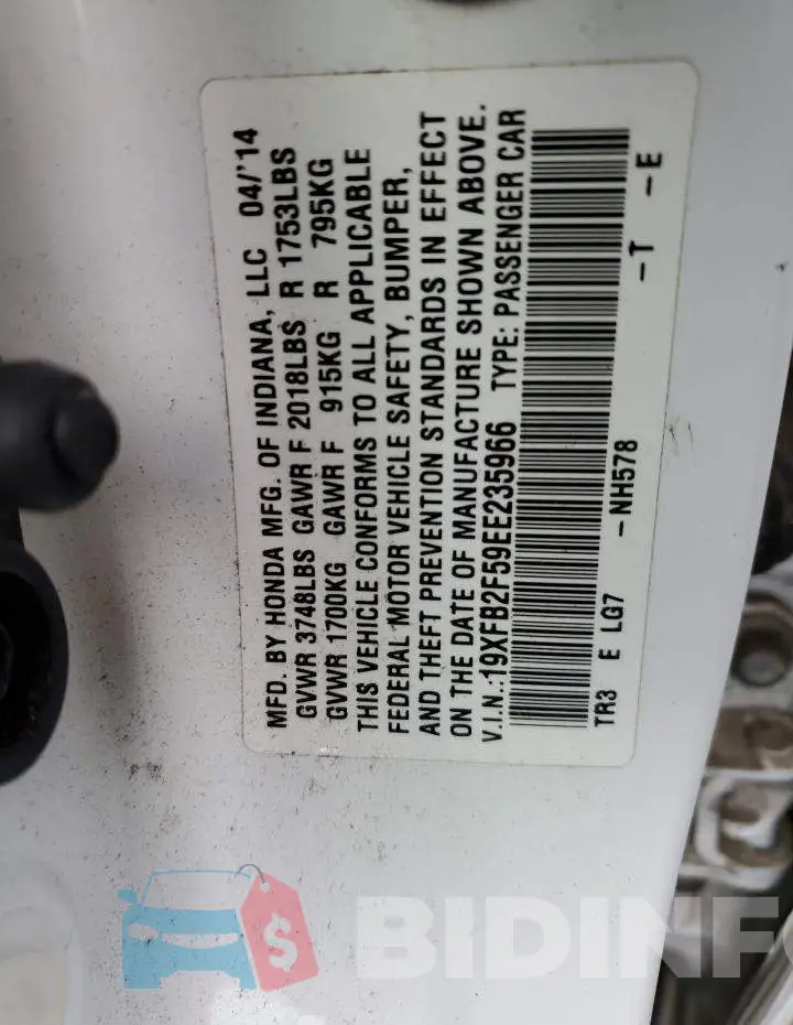 19XFB2F59EE235966 Photo# 12