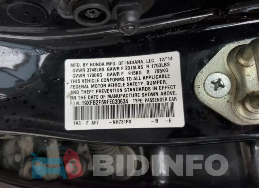 19XFB2F59FE030634 Photo# 13