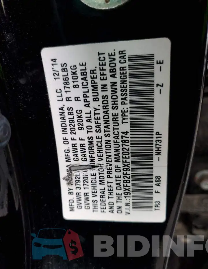 19XFB2F9XFE027874 Photo# 12