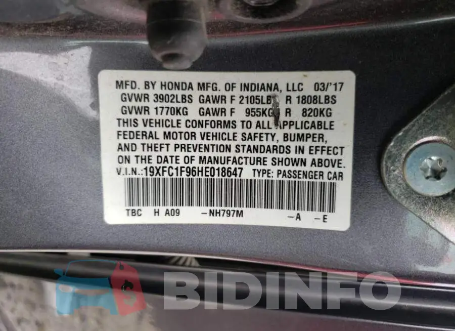 19XFC1F96HE018647 Photo# 12