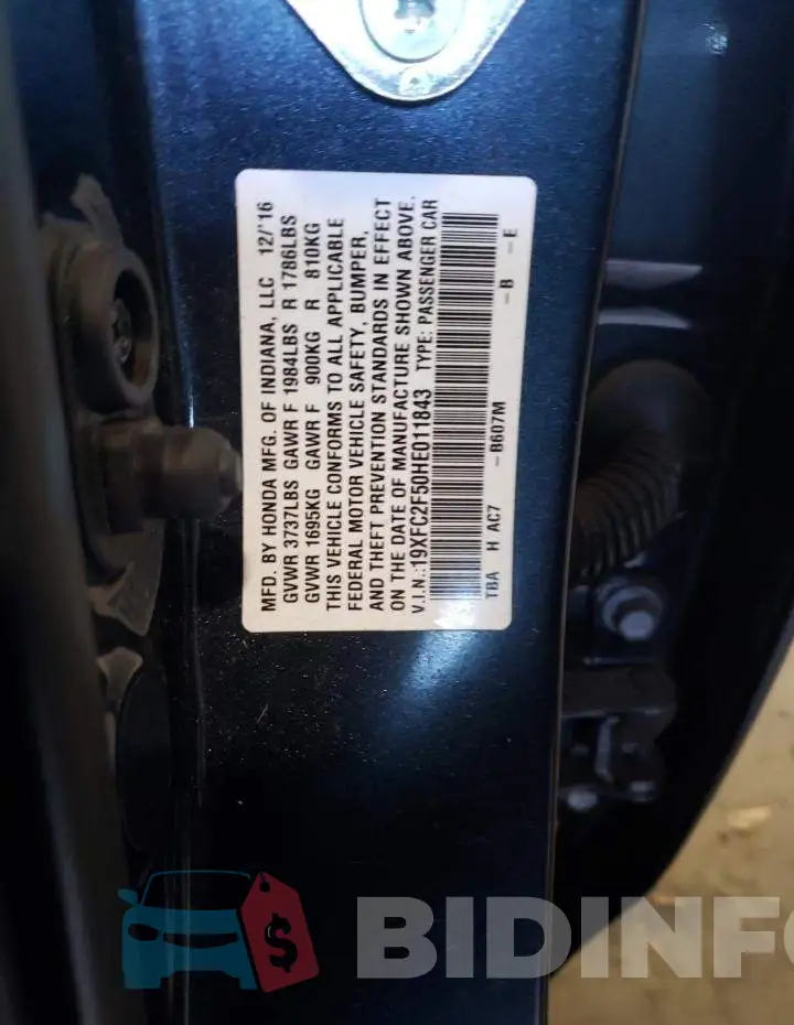 19XFC2F50HE011843 Photo# 12