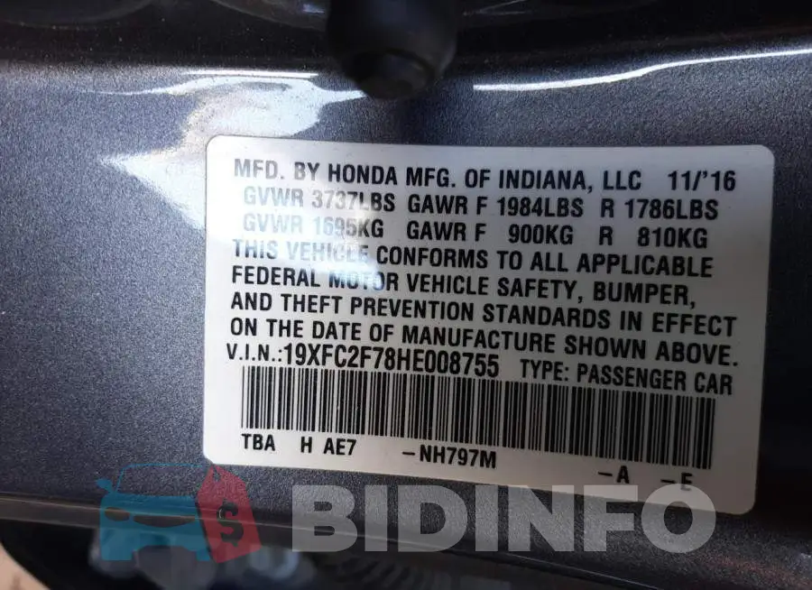 19XFC2F78HE008755 Photo# 13