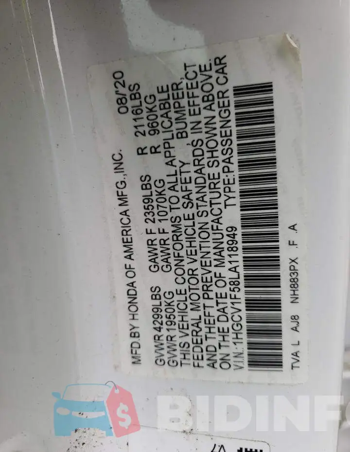1HGCV1F58LA118949 Photo# 10