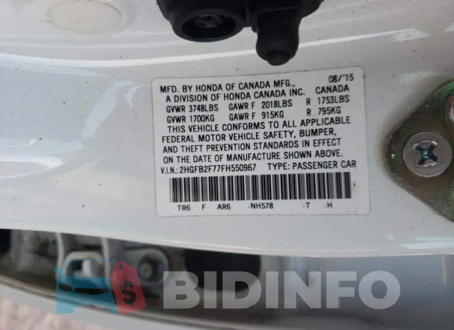 2HGFB2F77FH550967 Photo# 10