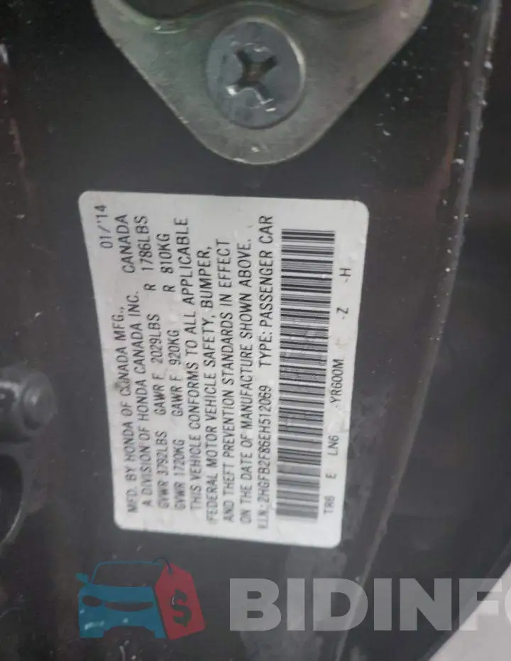 2HGFB2F86EH512069 Photo# 12