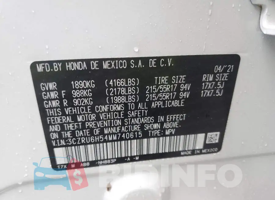 3CZRU6H54MM740615 Photo# 12