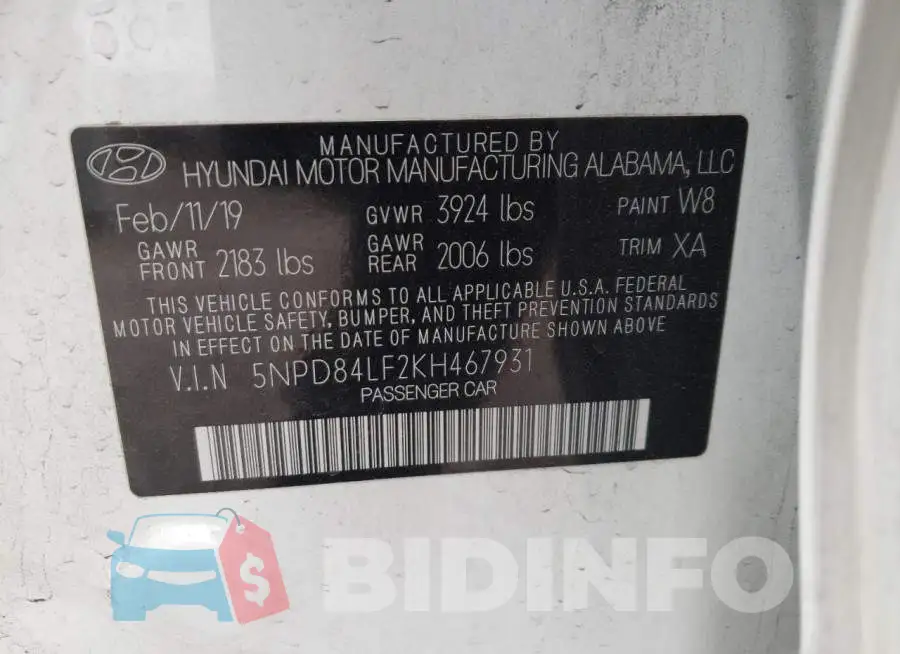 5NPD84LF2KH467931 Photo# 12