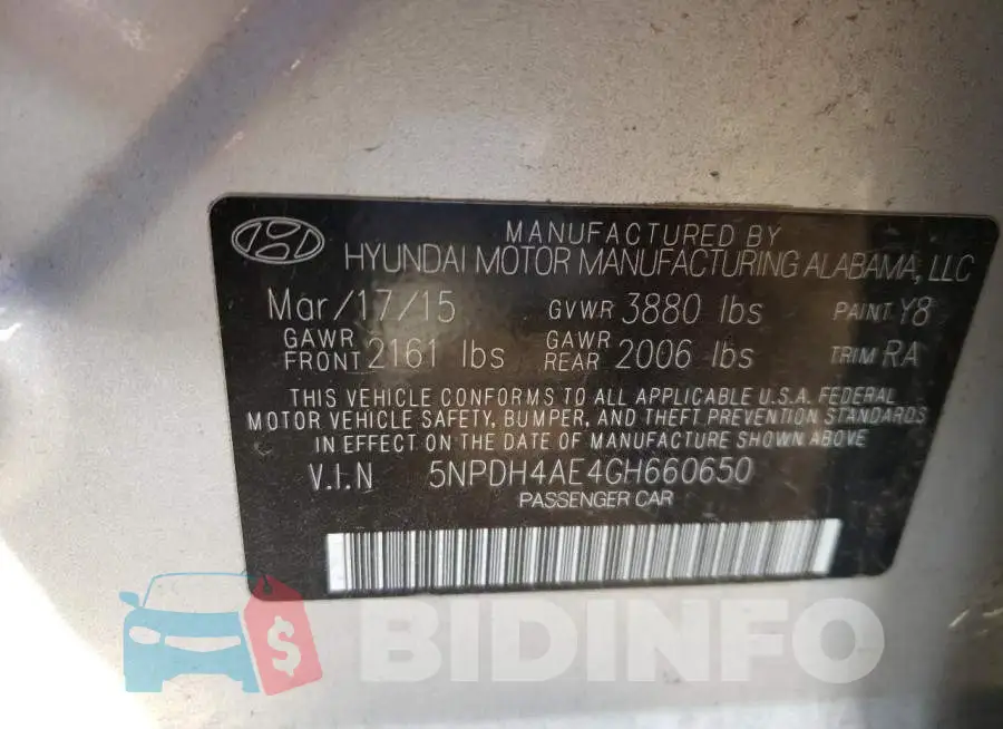 5NPDH4AE4GH660650 Photo# 13