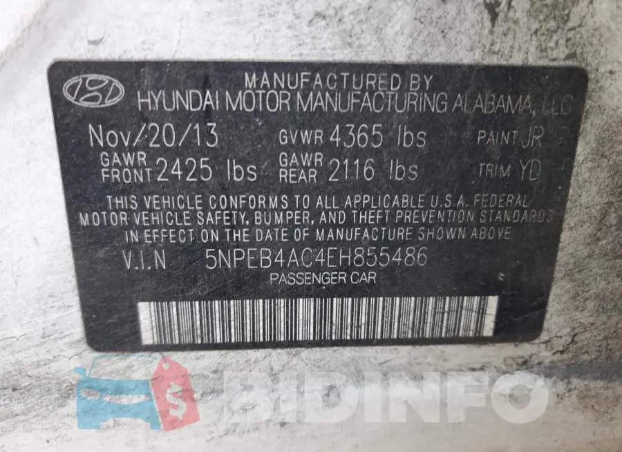 5NPEB4AC4EH855486 Photo# 12