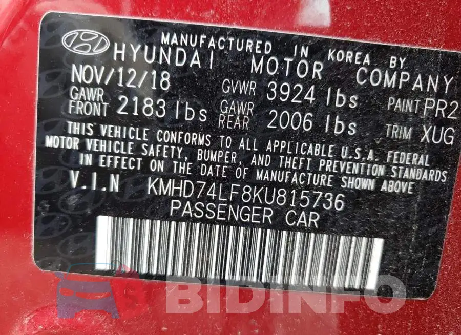 KMHD74LF8KU815736 Photo# 13