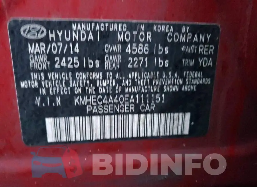 KMHEC4A40EA111151 Photo# 12