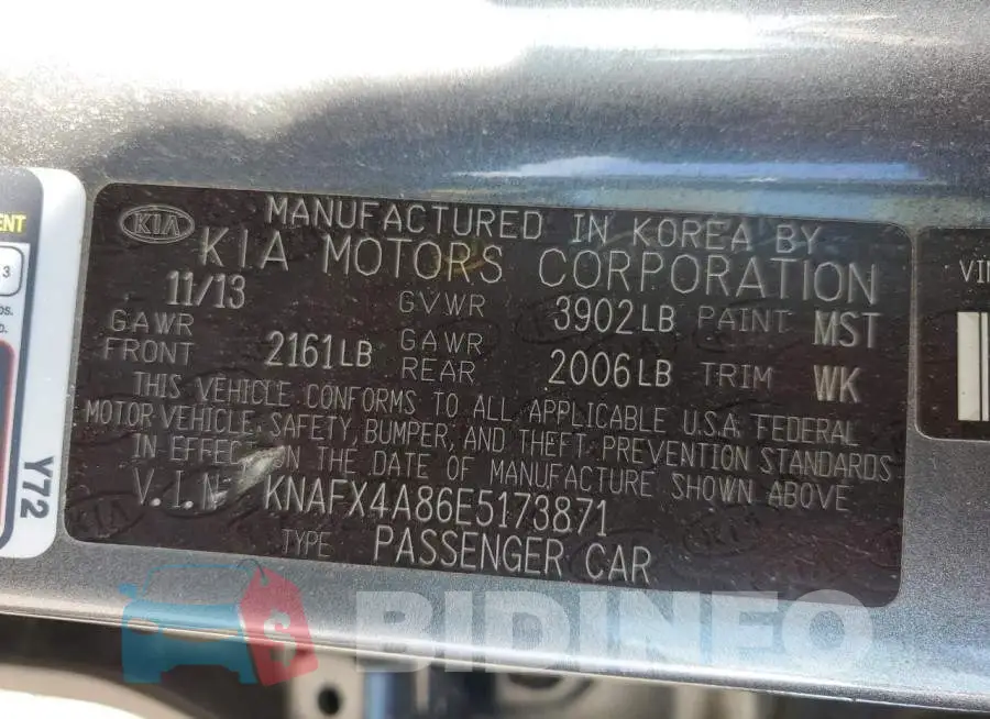 KNAFX4A86E5173871 Photo# 12