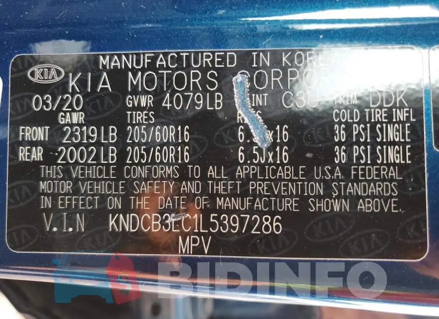 KNDCB3LC1L5397286 Photo# 12
