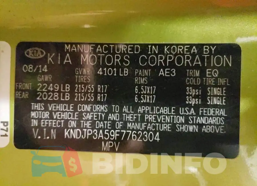 KNDJP3A59F7762304 Photo# 12