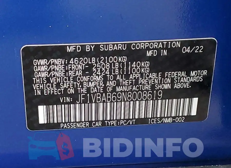 JF1VBAB69N8008619 Photo# 12