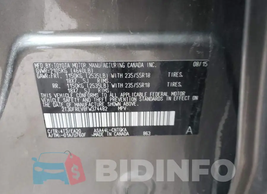 2T3DFREV8FW374482 Photo# 13