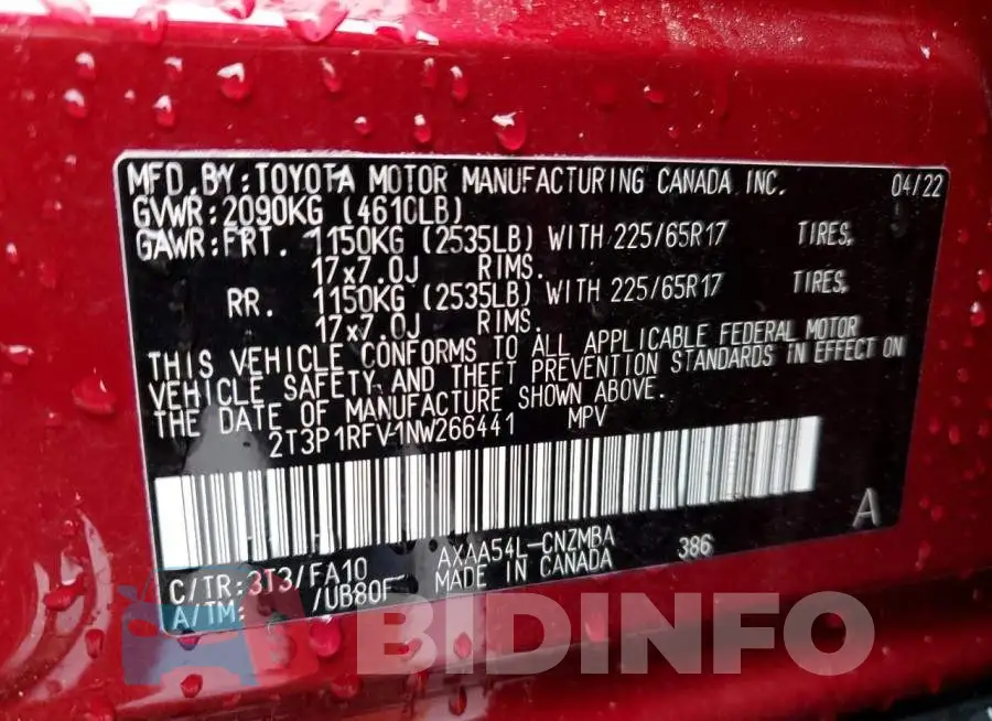 2T3P1RFV1NW266441 Photo# 13