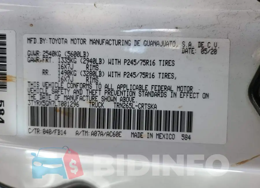 3TYRX5GN7LT001296 Photo# 12