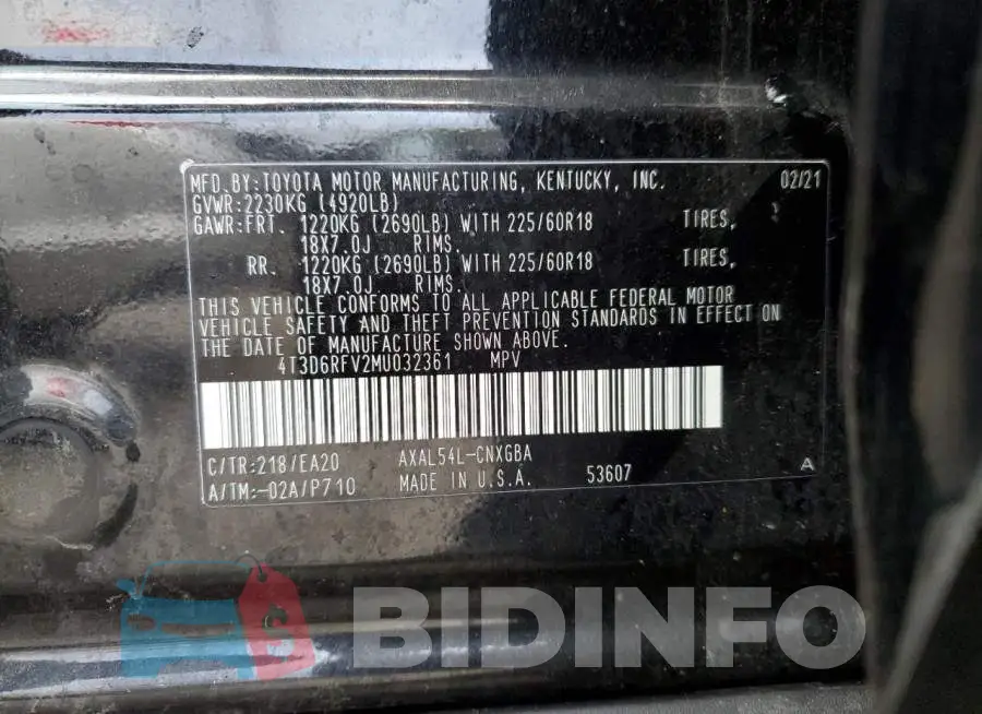 4T3D6RFV2MU032361 Photo# 12