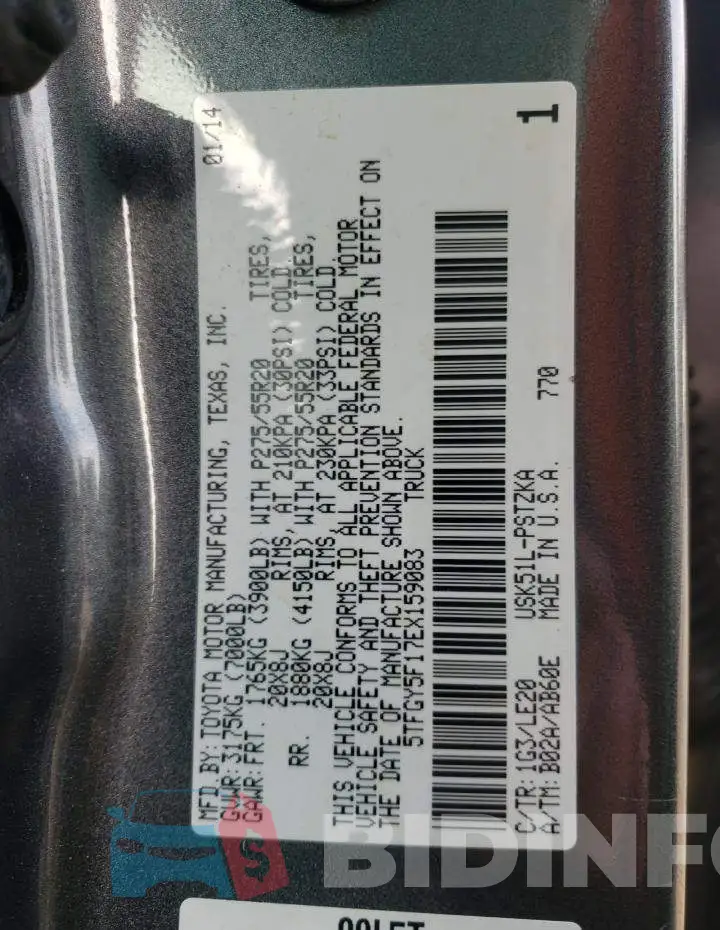 5TFGY5F17EX159083 Photo# 12