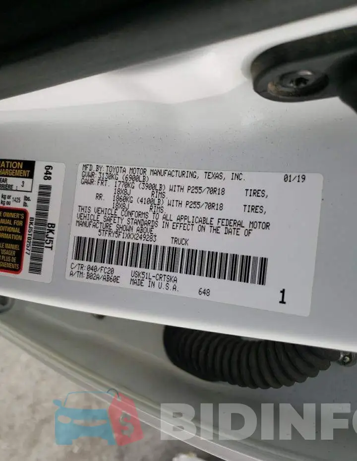 5TFRY5F1XKX249283 Photo# 12
