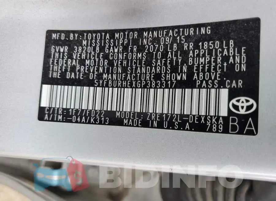 5YFBURHEXGP383317 Photo# 12