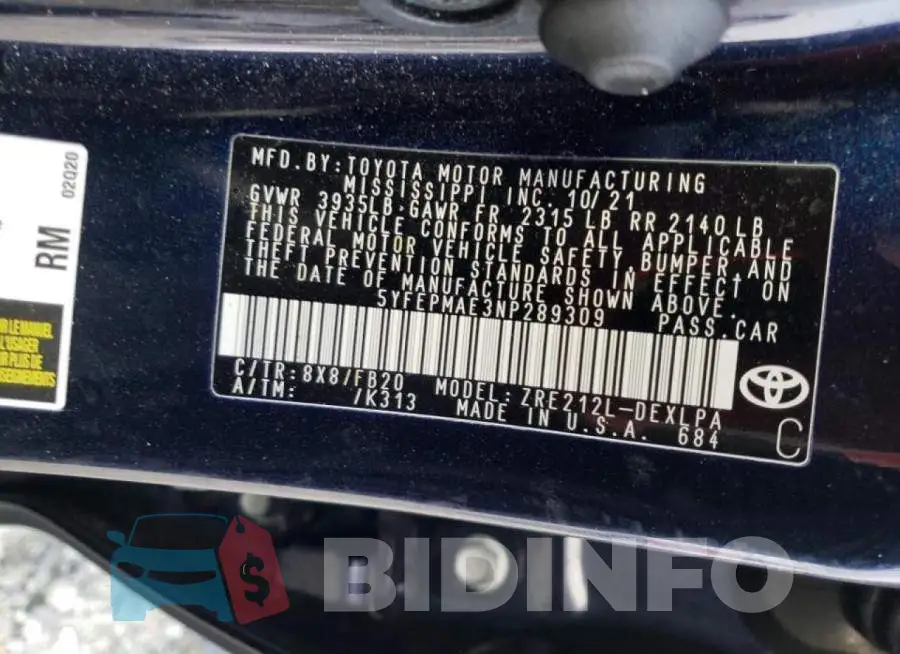 5YFEPMAE3NP289309 Photo# 12