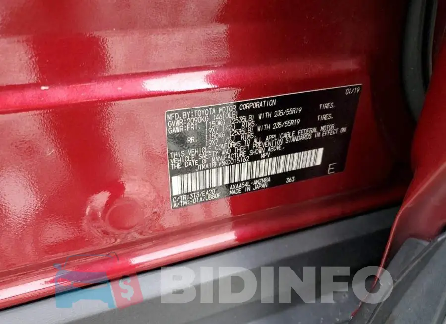 JTMA1RFV5KD015162 Photo# 14