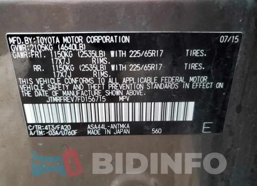 JTMRFREV7FD156715 Photo# 12