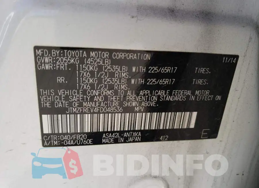 JTMZFREV4FD048536 Photo# 12
