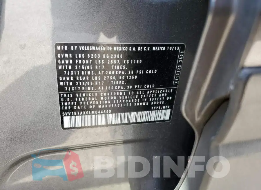 3VV1B7AX0LM044649 Photo# 10