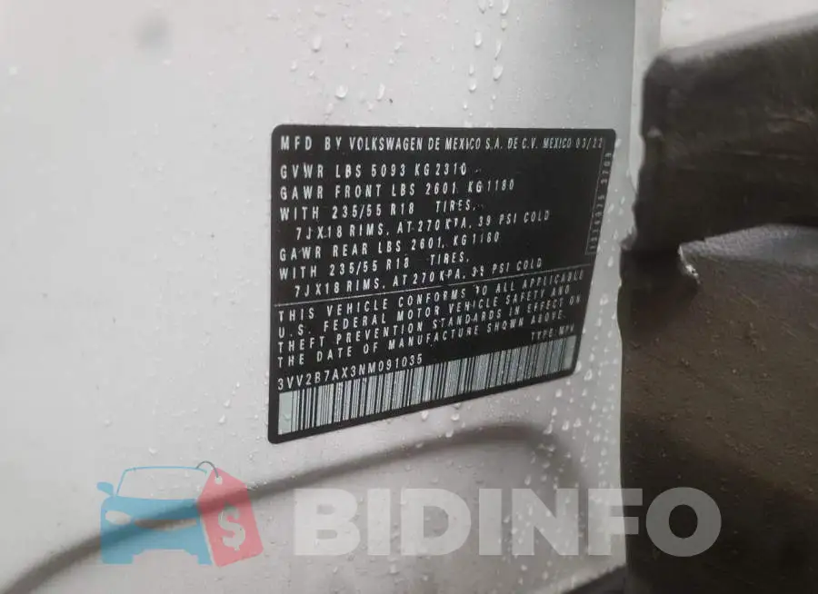3VV2B7AX3NM091035 Photo# 13