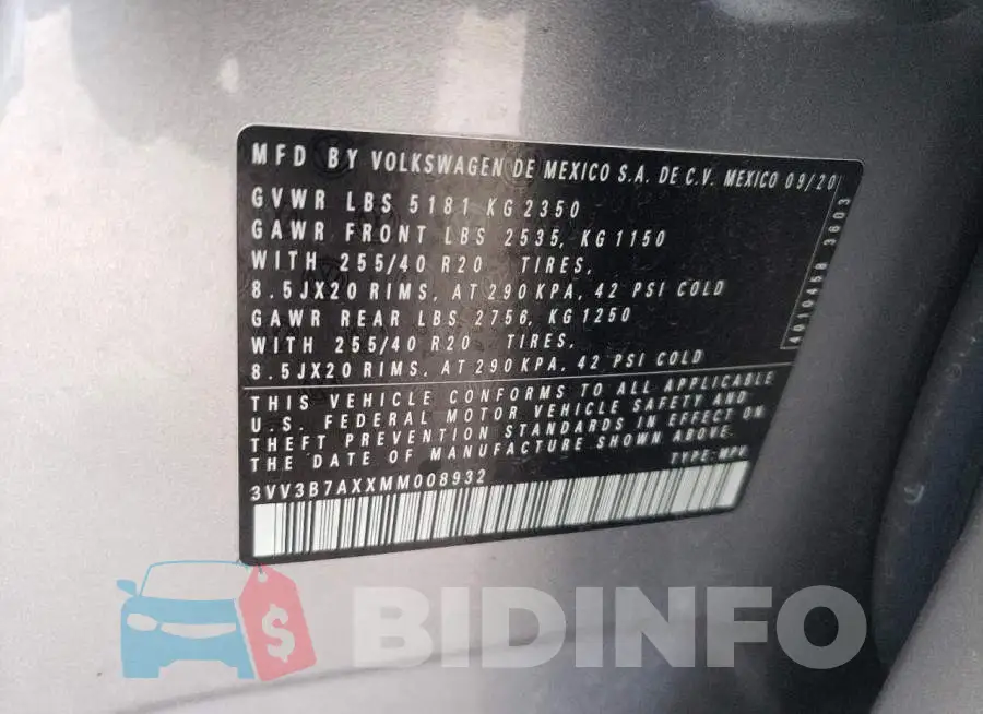 3VV3B7AXXMM008932 Photo# 13