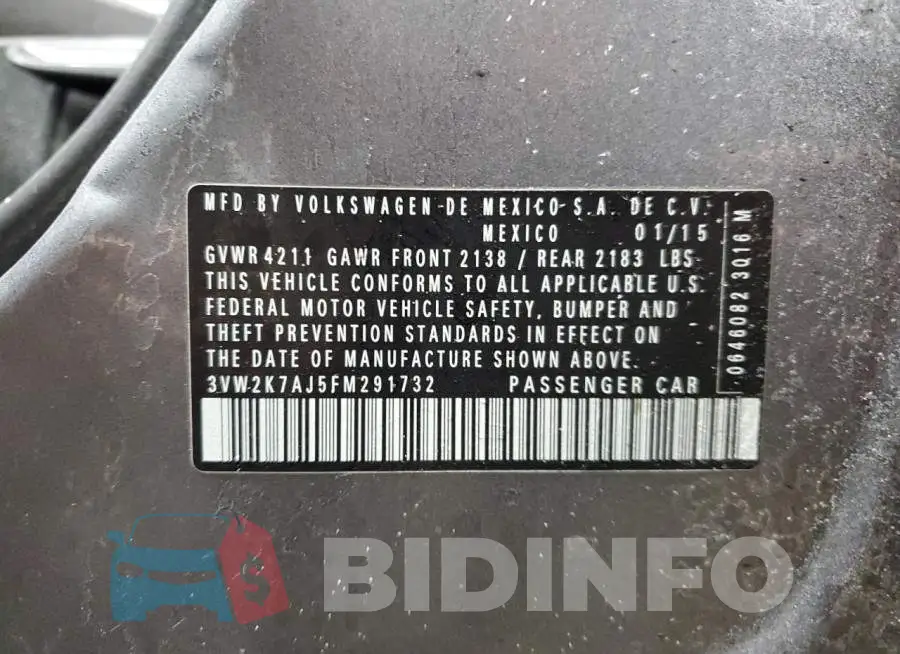 3VW2K7AJ5FM291732 Photo# 12