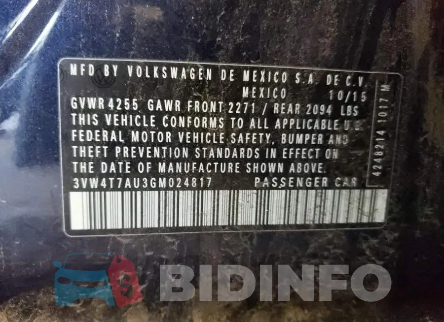 3VW4T7AU3GM024817 Photo# 10