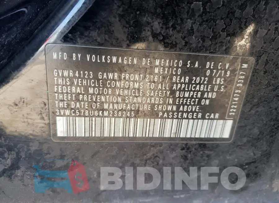 3VWC57BU6KM238245 Photo# 13