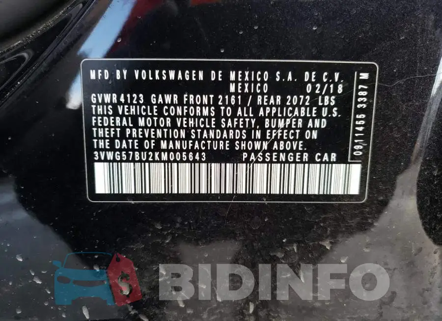 3VWG57BU2KM005643 Photo# 12